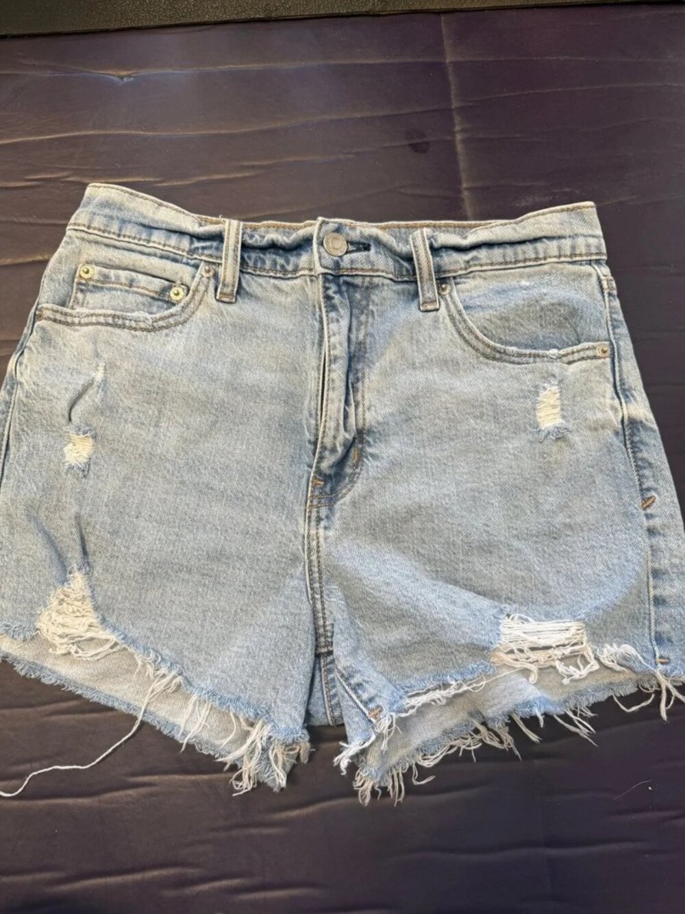 Women’s Daze Frayed Light Blue Distressed Denim Shorts high rise size 27